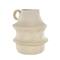 14" Cream Paper Mache Fluted Vase with Ring Handle